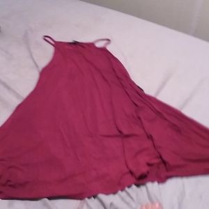 SPAGHETTI SLEEVE DEEP MAROON DRESS
